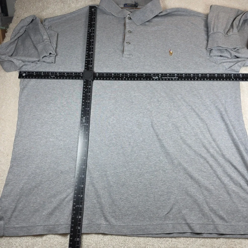 Polo Ralph Lauren Polo Shirt Mens XL Grey Long Sleeve Cotton Jersey Pony Logo
